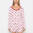 thumbnail image 1 of Long sleeve brushed jersey v-Neck top in Big Sweet Bows, 1 of 5