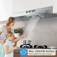 thumbnail image 3 of Joeaonz 24-Inch Ductless Under Cabinet Range Hood with LED Light, Stainless Steel, Rear Exhaust, 2-Speed, Dishwasher-Safe Filter, 3 of 10