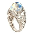 thumbnail image 2 of Tshsdpx Women Faux Moonstone Rhinestone Inlaid Wing Finger Ring Wedding Jewelry Gift, 2 of 5