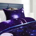 thumbnail image 3 of PiccoCasa 3D Galaxy Printed Duvet Cover Bedding Set of 3, Single Size Dark Purple, 3 of 7