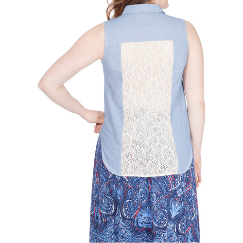Women's Americana Sleeveless Top with Lace Back - image 2 of 2