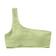 thumbnail image 4 of WERYOUNG Women One Shoulder Bikini Swimsuit Tops Ribbed Padded Bathing Suit Bandeau Tops Summer Tropical Brazilian Vacation Swimwear Beachwear Stylish Light Green S, 4 of 4