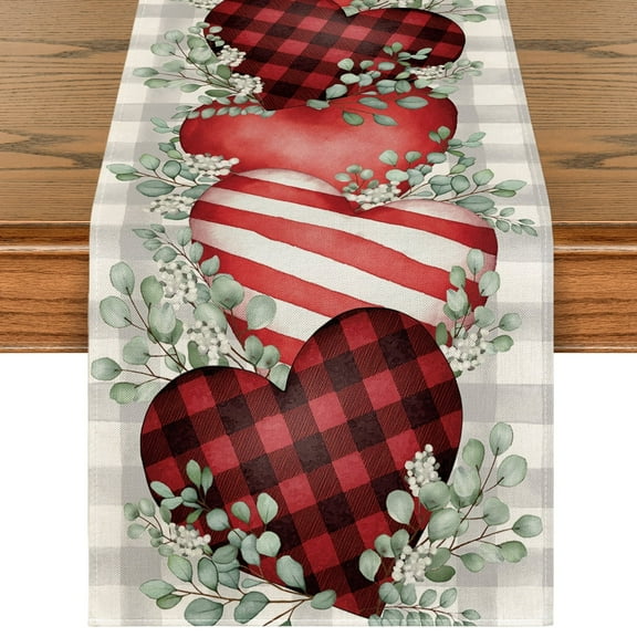 Sm:)e Eucalyptus Hearts Valentine Table Runner 13 x 72 Inch