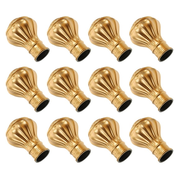 EXHUMKY Curtain Rod Finial Golden Plastic for Home Decor Exhumky 12Pcs