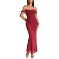 thumbnail image 3 of Vestido Maxi con Hombros Descubiertos, Corsé Fruncido, Ajustado, Vestidos Formales para Invitadas de Boda para Mujeres Vino Tinto M, 3 of 8