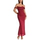 thumbnail image 3 of Vestido Maxi con Hombros Descubiertos, Corsé Fruncido, Ajustado, Vestidos Formales para Invitadas de Boda para Mujeres Vino Tinto S, 3 of 8