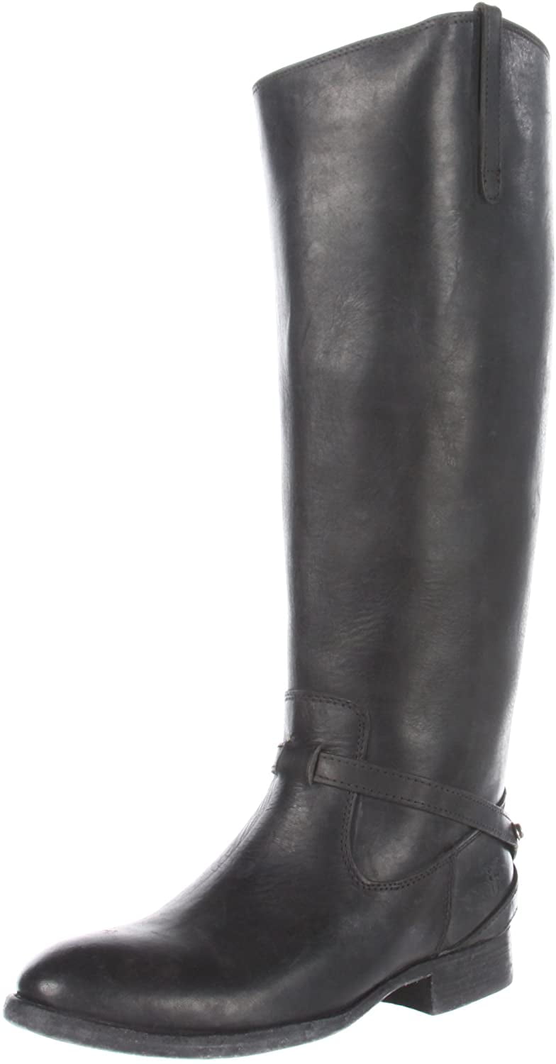 distressed leather knee high boots