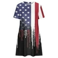 thumbnail image 4 of Dyegold Sundresses for Women Casual Beach - Holiday Dresses for Women Patriotic Round Neck Short Sleeve American Flag Midi Tunic Sundress ​Loose Flowy Swing ​Dress, 4 of 5