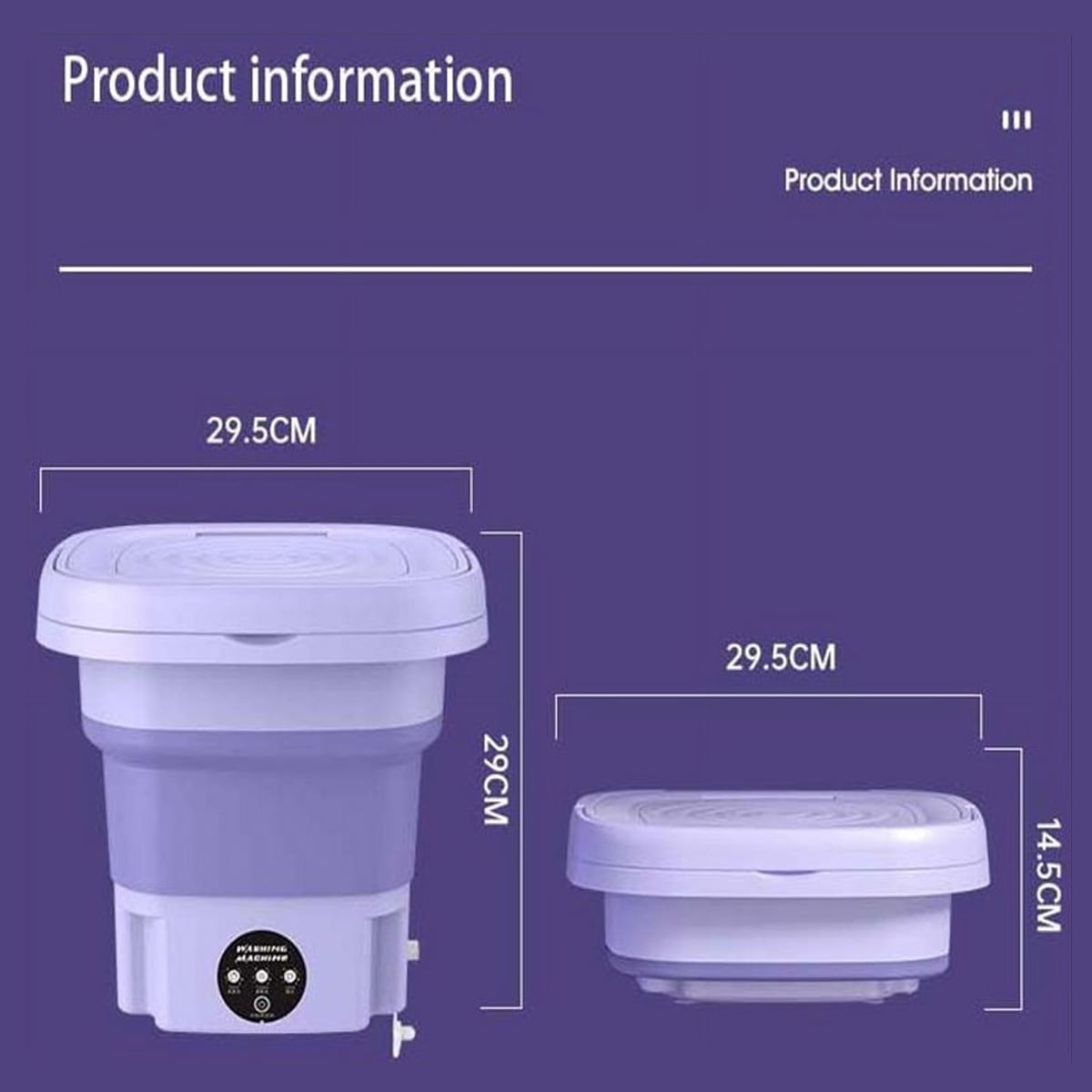 Foldable Portable Washing Machine with Centrifuge 8L 220V Mini Automatic Laundry for Socks Underwear Purple