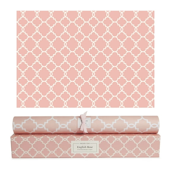 Merriton Scented Drawer Liners, Fresh Scent Paper Liners for Cabinet Drawers, Dresser Shelf, Linen Closet, Perfect for Kitchen, Bathroom, Vanity (6 Sheets) (English Rose)