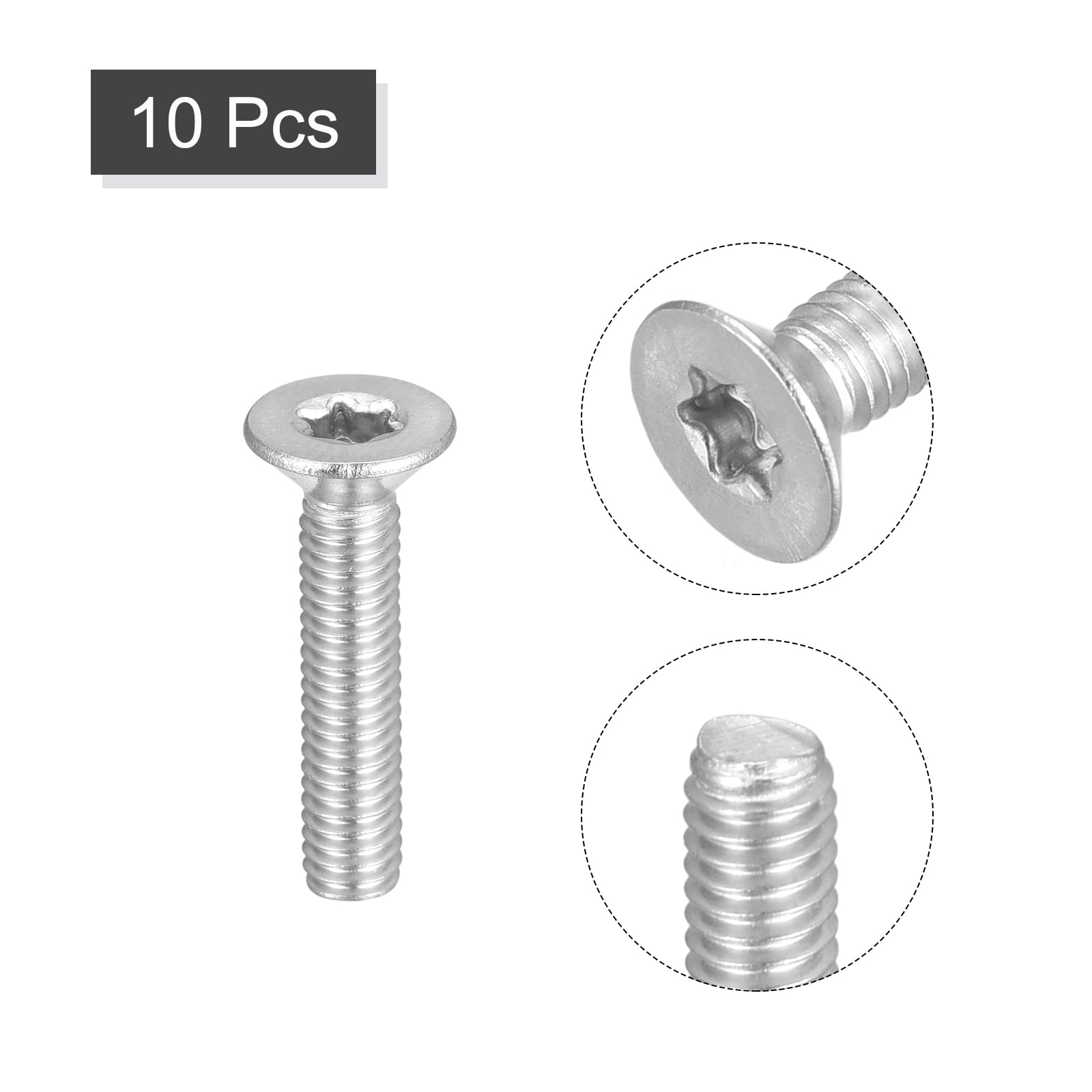 Vis De Sécurité Torx M4x14 Mm - Lot De 10 Pièces - Inox Acier Tête Fraisée - Neuf Uxcell