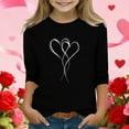 thumbnail image 2 of Riecok 3/4 Length Sleeve T Shirt for Girls Valentine's Day Crewneck Tops Blouses Heart Print Versatile Summer Tees, 2 of 5