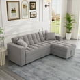 thumbnail image 6 of Muumblus 84" Queen Size Convertible Sectional Sleeper Sofa with Storage, Adjustable Backrest, Reversible L-Shaped Pull Out Couch Bed for Living Room, Guest Room, Gray Velvet, 6 of 11