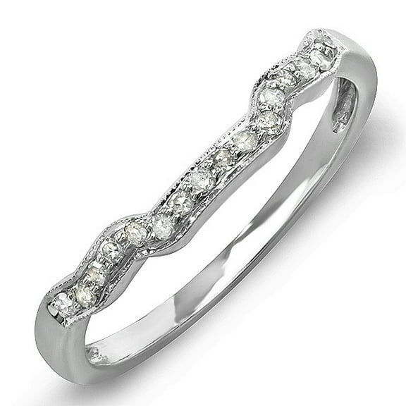 Dazzlingrock Collection 0.15 Carat (ctw) 14k Round Diamond Ladies Anniversary Wedding Ring Band Enhancer Guard, White Gold, Size 6