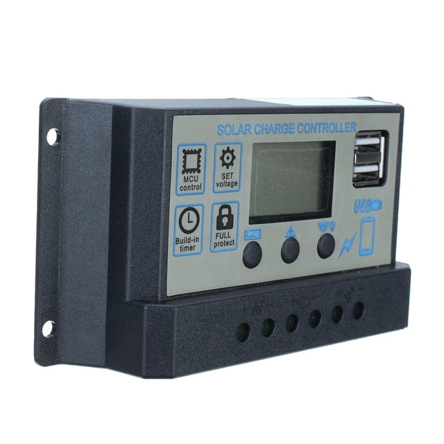 PWM 12V/24V Auto Solar Panel Charge Controller LCD Dual USB Panel Output 5V Output Solar Panel Regulator 60A/50A/40A/30A Charge ,Simple and Convenient to Set