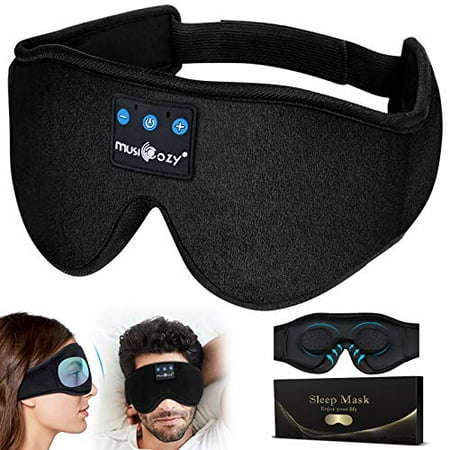 MUSICOZY Sleep Headphones, 3D Sleep Mask Bluetooth Wireless Sleeping Headphones Earbuds Built-in HD Ultra Soft Thin Speakers Microphones for Side Sleepers Men Women Cool Gadgets Unique Gifts