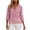 Hot Pink, variant on Summer Tops For Women Solid Ruffle Crew Neck 3/4 Puff Cuff Sleeve Button Down Light Linen Blend Casual Shirts