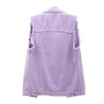 thumbnail image 3 of STARVNC Women Lapel Collar Button Down Ripped Sleeveless Denim Vest, 3 of 4
