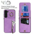 thumbnail image 3 of Nalacover for Samsung S20 FE, Wallet with RFID Credit Card Holder and Zipper Pocket,Drop Protection Flip Cover Ring Holder Kickstand with Double Magnetic Clasp for Samsung Galaxy S20 FE, Purple, 3 of 10