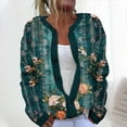 thumbnail image 2 of lcziwo Sweater Cardigan Women Open Front Spring Sweaters Long Sleeve Button Knit Outwear Coat Floral Print Jackets,Multicolor,XXXXXL, 2 of 5