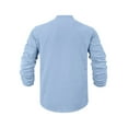thumbnail image 5 of Xzbqbs Mens Henly Long Sleeve Shirts Cotton Linen Slim Fit Button Casual Pullover Tops Fashion Lightweight V Neck Solid Shirts, 5 of 7