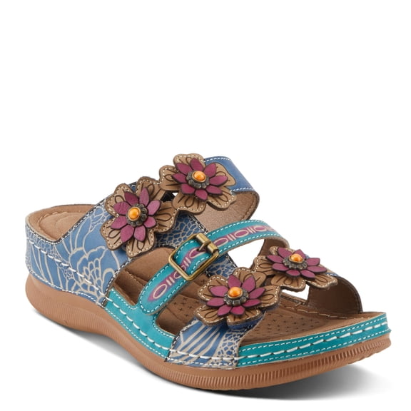 L’Artiste Brash Hand-Painted Leather Floral Sandal