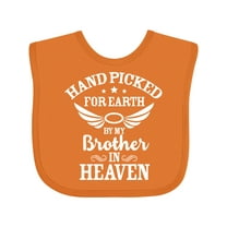 Inktastic Handpicked for Earth by My Brother in Heaven Angel Wings Boys or Girls Baby Bib