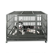 confote Heavy Duty Kennel Crates for Large Dogs with Double Doors & Lockable Wheels, 42"