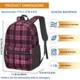 thumbnail image 3 of Pink and Black Checkered Pattern 17" School Backpacks for Teens,Waterproof Oxford Fabric,S-Shape Padded Straps for School,Travel,Hiking,Camping, 3 of 6