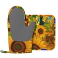 thumbnail image 3 of XMXY Oven Mitts and Pot Holders 2 Pcs Sets, Bunch Sunflowers Yellow Heat Resistant Silicone Cooking Gloves for Grill Baking BBQ Kitchen Decor, 3 of 9