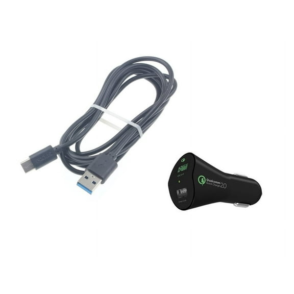 30W Fast Car Charger for LG Wing Phone - 2-Port USB 6ft Cable Type-C Quick Charge DC Socket Power D2Y Compatible With LG Wing