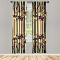 thumbnail image 3 of Ambesonne Floral Curtains 2 Panel Set, Flowers on Royal Stripes, Pair of - 28" x 63", Plum Dark Mustard and Green, 3 of 4