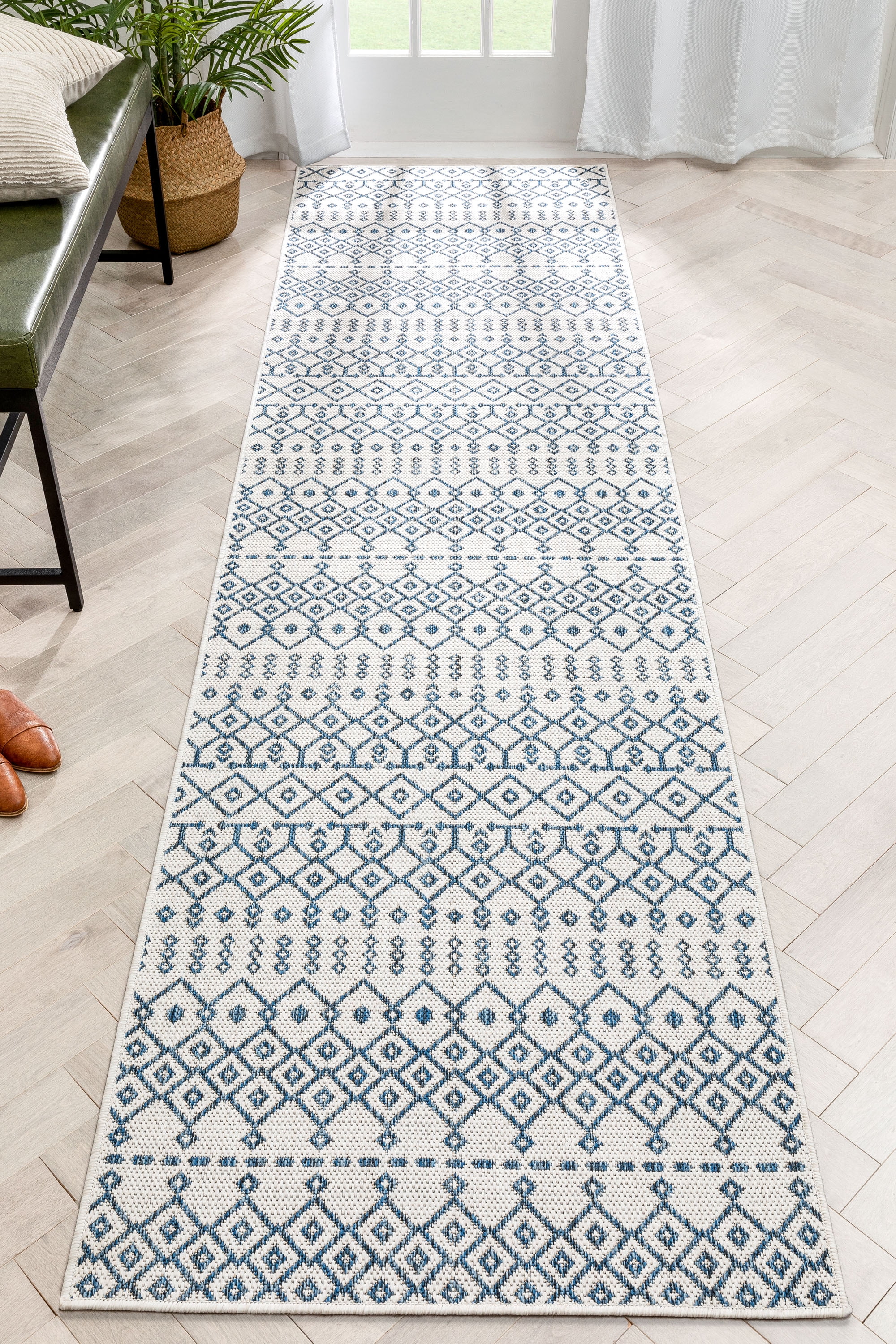 Well Woven 3' x 10' Light Blue Outdoor Rug