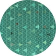 thumbnail image 1 of Ahgly Company Machine Washable Indoor Round Abstract Turquoise Blue Modern Area Rugs, 3' Round, 1 of 4