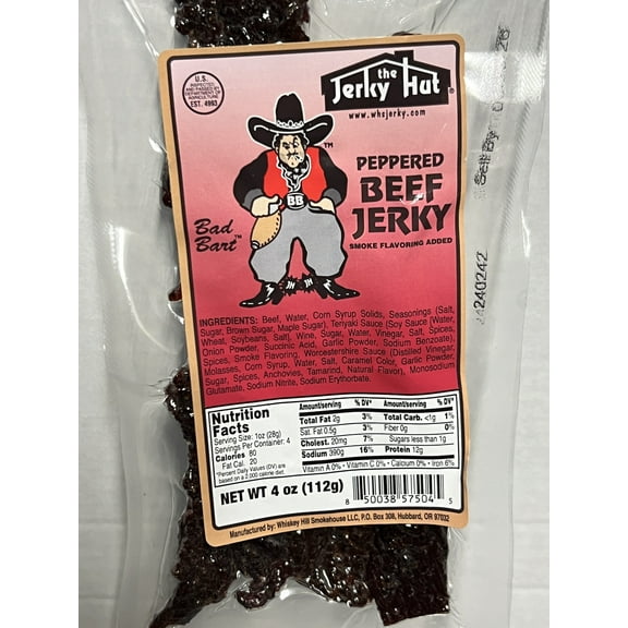 The Jerky Hut "Bad Bart" Peppered Beef Jerky (4oz)