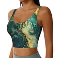 thumbnail image 2 of Balery Turquoise Golden Swirl Pattern Racerback Sports Bras for Women - Padded Seamless High Impact Support for Yoga Gym Workout Fitness-Medium, 2 of 8