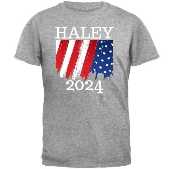 Election 2024 Haley 2024 Paint Stroke American Flag Mens T Shirt