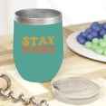 thumbnail image 2 of Stay Humble, Staying in Humility Quote, Groovy Retro Wavy Text Merch Gift, Mint 12oz Wine Tumbler, 2 of 5