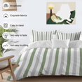 thumbnail image 3 of Queen 4 Piece Bedding Set Sage Green Stripe Gray Line Soft Breathable Duvet Cover and Pillowcase,Minimalist Style Duvet Cover Set Washable Bed Sheets for Bedroom Dormitory Guest Room, 3 of 9