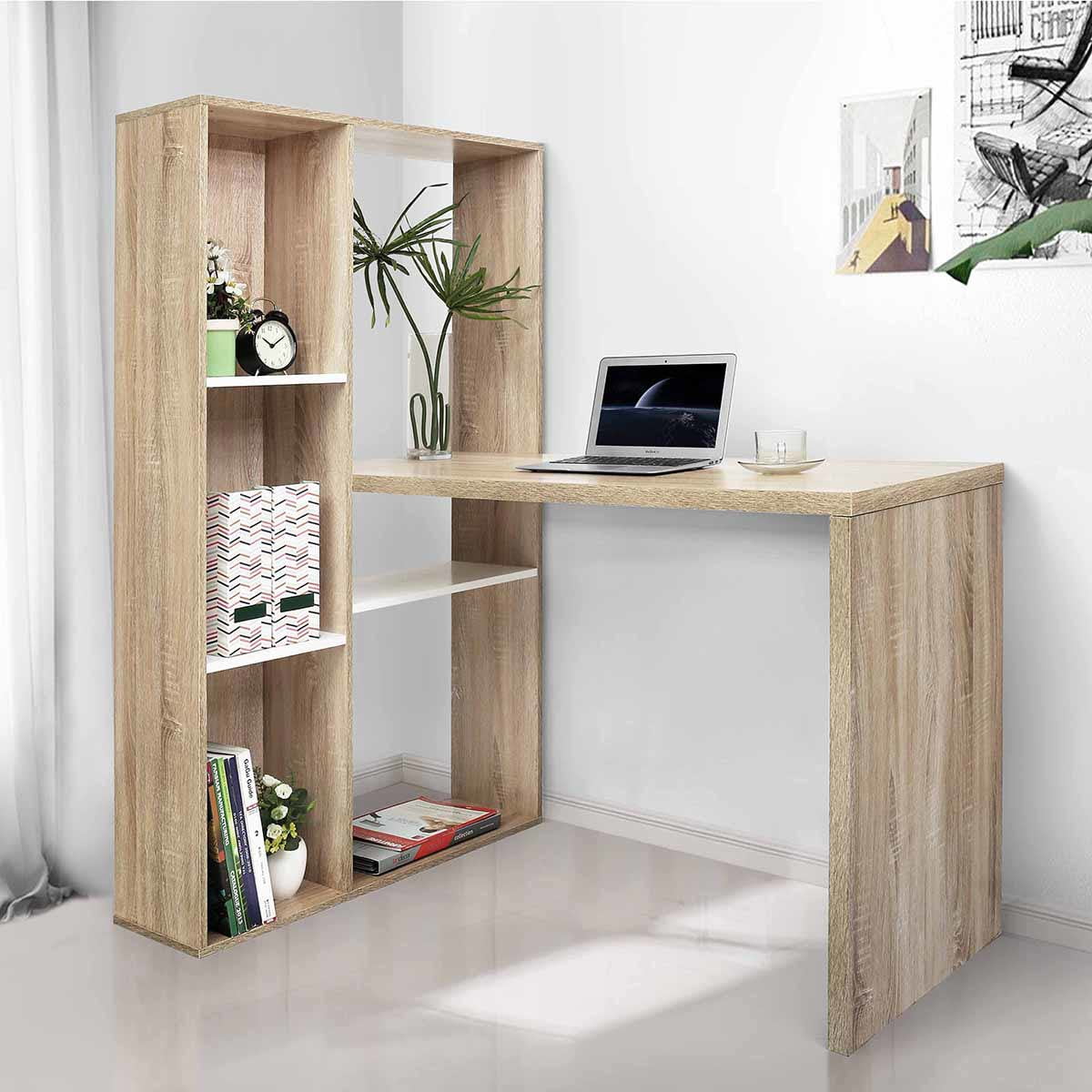 Private Jungle 2 in 1 Computer Desk/ L-shape Desktop with shelves,Oak Color Private Jungle 2 in 1 Computer Desk/ L-shape Desktop with shelves,Oak Color