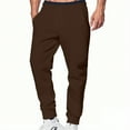 thumbnail image 2 of Zedker Mens Sweatpants Solid Color Drawstring Elastic Waist Ankle-banded Jogger Trousers Daily Clothes with Pockets Brown L, 2 of 4