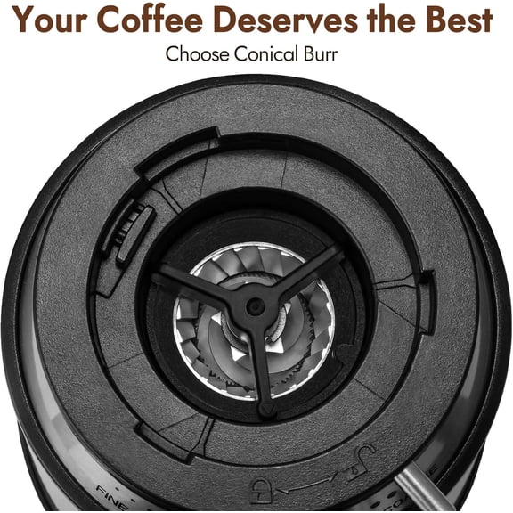 Electric Conical Burr Coffee Grinder with 17 Grind Settings for Espresso to French Press, Black