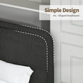 thumbnail image 4 of 4 EVER WINNER Twin Size Bed Frame, Modern White Bed Frame with Headboard, Boucle Fabric Upholstered Bed Frame, Soft Curved Headboard, Black, 4 of 8