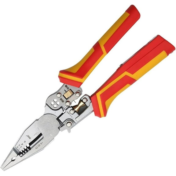 8 in 1 Wire Stripper with Voltage Tester, Pinzas De Electricidad, Multi-function Electric Wire Stripping Tool for Cutting and Pulling Pliers, Electrician Repair Tool (Red 1pc)
