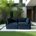 thumbnail image 3 of Patioflare Flexiform Modular Love Seat Patio Sofa Set, Blue, 3 of 9