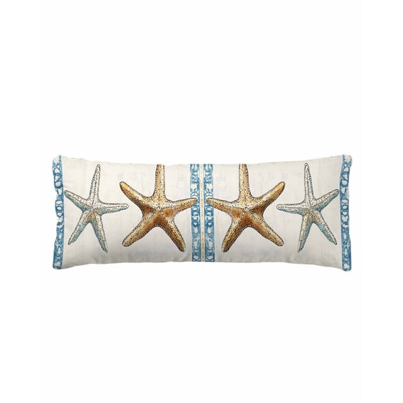 Blue Beige Coastal Beach Body Pillow Cover 20 x 54 Inch Decorative Pillow Cover Summer Vintage Starfish Lumbar Pillowcase Seasonal Rectangle Cushion Case for Couch Sofa Bed Living Room