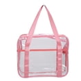 thumbnail image 1 of Bolsa de maquillaje transparente de gran capacidad, impermeable, con cierre de cremallera, bolsa de cosméticos, bolsa de viaje transparente para artículos de tocador, color rosa, 1 of 14