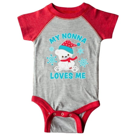 

Inktastic Polar Bear My Nonna Loves Me in Santa Hat with Snowflakes Gift Baby Boy or Baby Girl Bodysuit