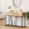 thumbnail image 2 of EastVita Rattan Console Table, Sofa Tables Narrow Entryway Table with Drawer and Storage, 40” Behind Couch Table Hallway Table Wood Boho Desk Home Furniture for Living Room, Foyer, Bedroom, 2 of 7
