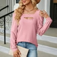 thumbnail image 6 of EDFBUYKRS Womens Fall Long Sleeve Tunic Tops Notch V Neck Shirt Casual Pleated Basic Pullover S, 6 of 9